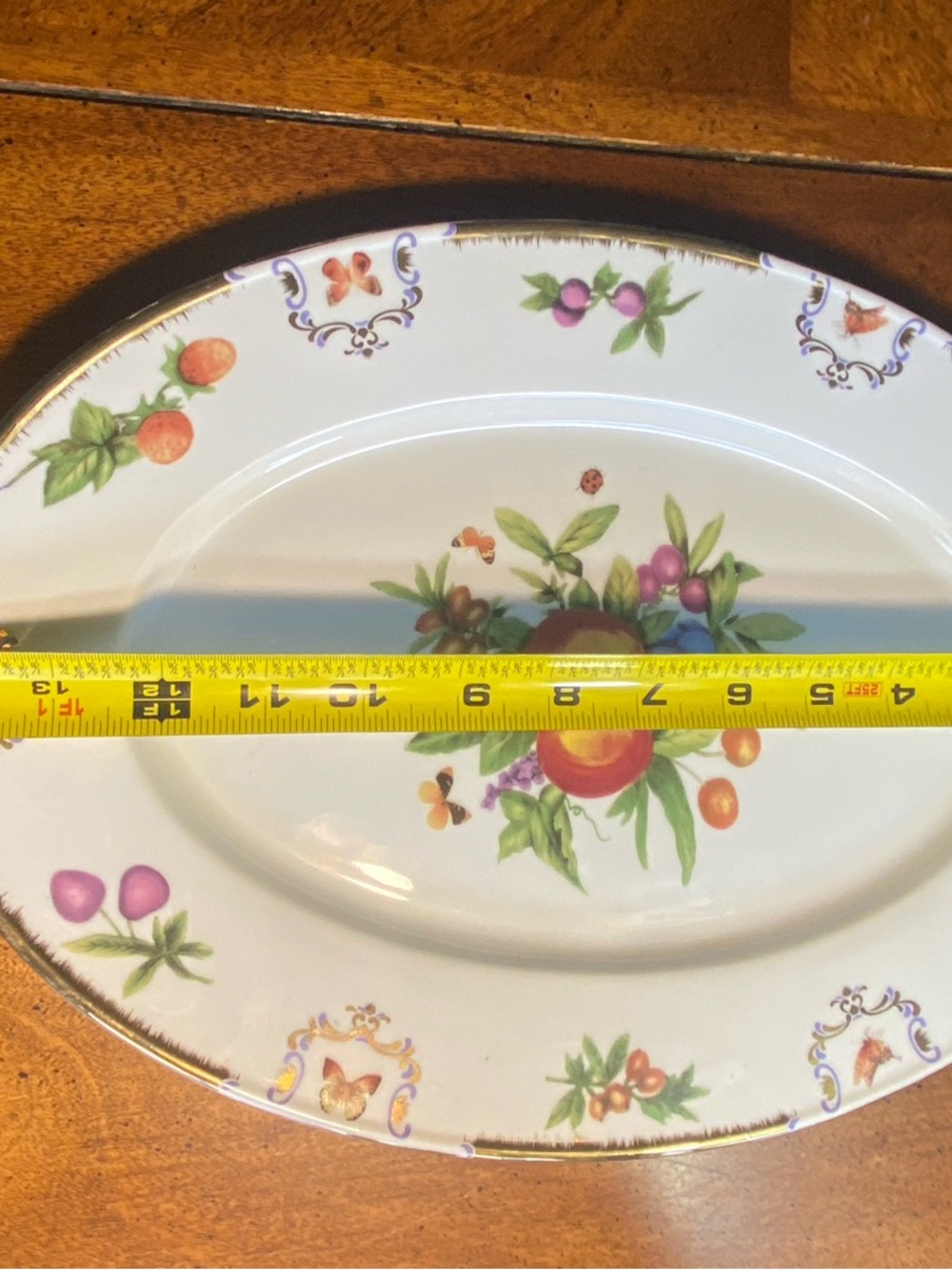 Godinger Fruit, Bee’s and Butterfly Motif Serving Platter with Gold Trim